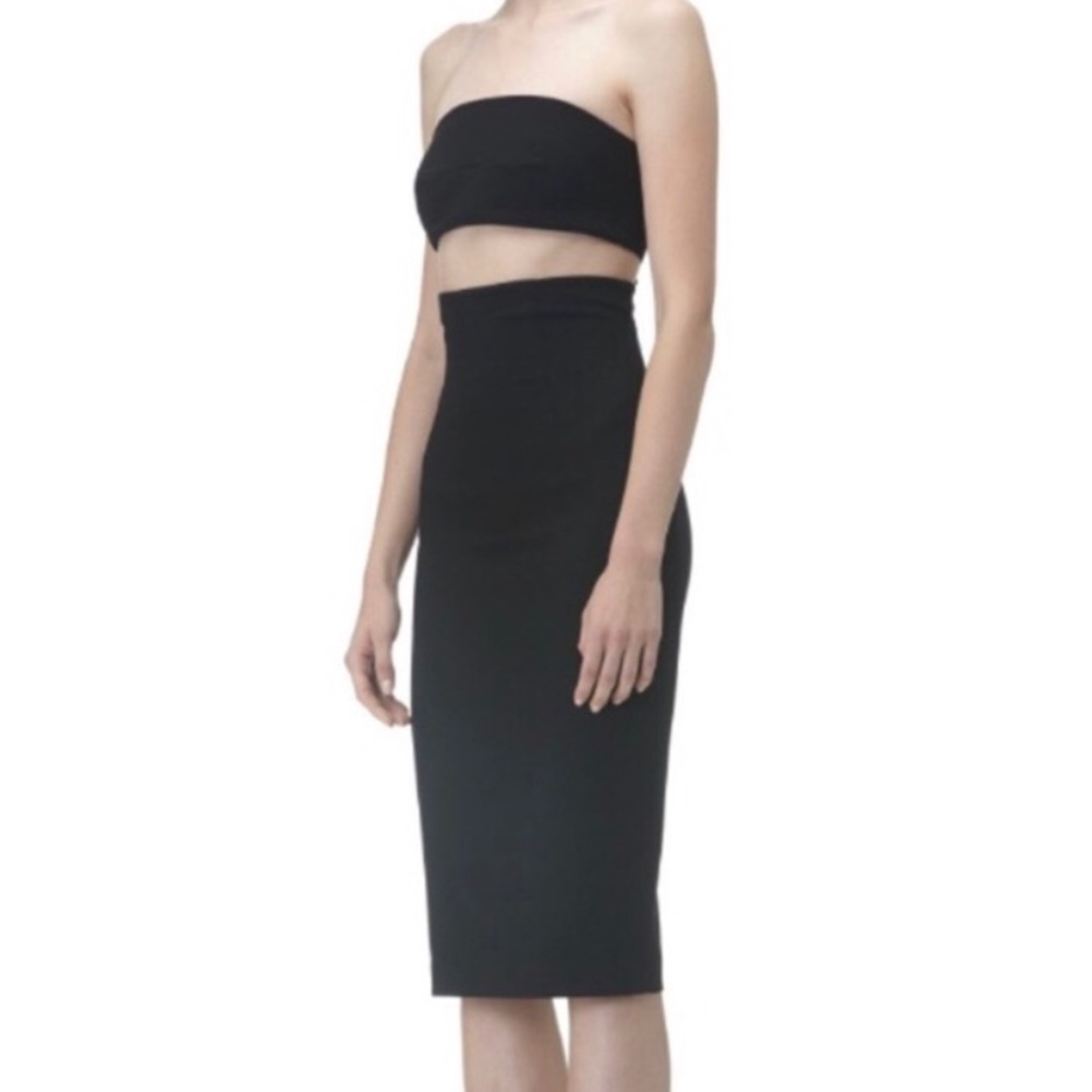 AQ/AQ Sexy Black Quart Bandeau Midi Dress